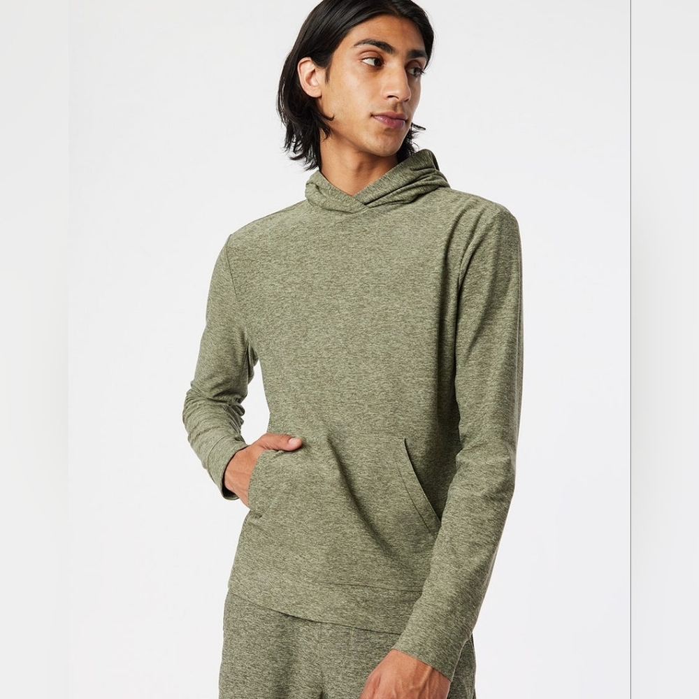 Outdoor Voices Cloudknit Mens Greeh Hooded Sweatshirt